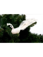 DEKORATÍVNY PÁV NA SPONKE NA OZDOBY BIELY