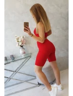 Súprava s nohavicami s vysokým pásom červená