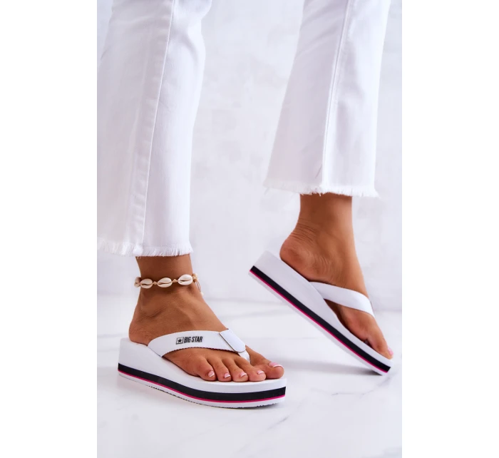 Dámské žabky na klínku Big Star model 21579660 Bílá - Big Star Shoes Dámské žabky na klínku Big Star model 21579660 Bílá - Big Star Shoes