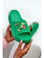 Dámské lehké pěnové žabky s ozdobami zelené model 21665943 - Boto