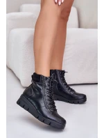 Lehké Zateplené Dámské Boty Na Platformě A Klínu Černé model 21674010 - Boto