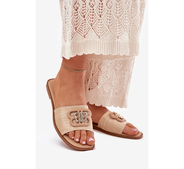 Ploché Dámské Klapky S Ozdobným Béžové model 21699564 - Boto