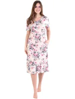 Dámska nočná košeľa 351/024 béžová s kvetmi - Karol