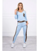 Sada s leopardím potlačou modrej farby