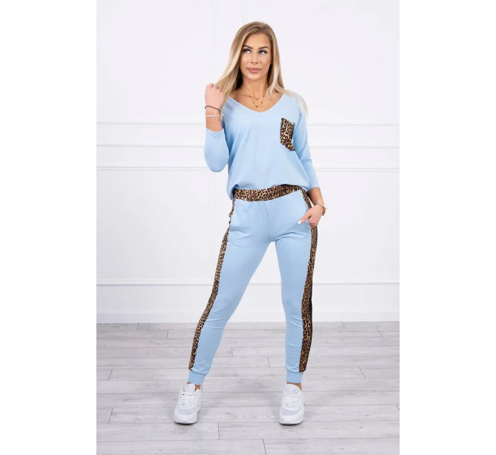Sada s leopardím potlačou modrej farby