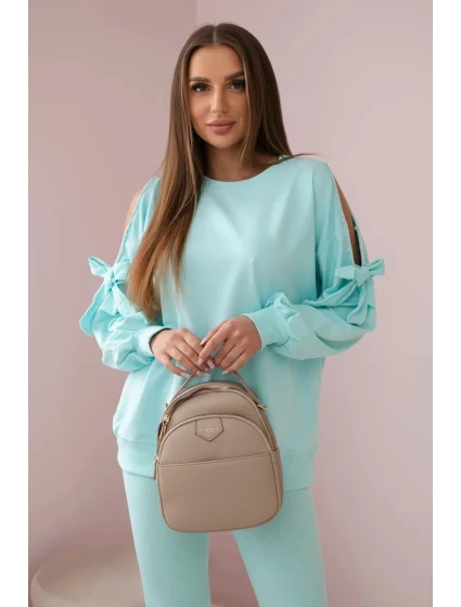 Sada mikiny s mašlí na rukávech a model 19747416 mincovna - K-Fashion Sada mikiny s mašlí na rukávech a model 19747416 mincovna - K-Fashion