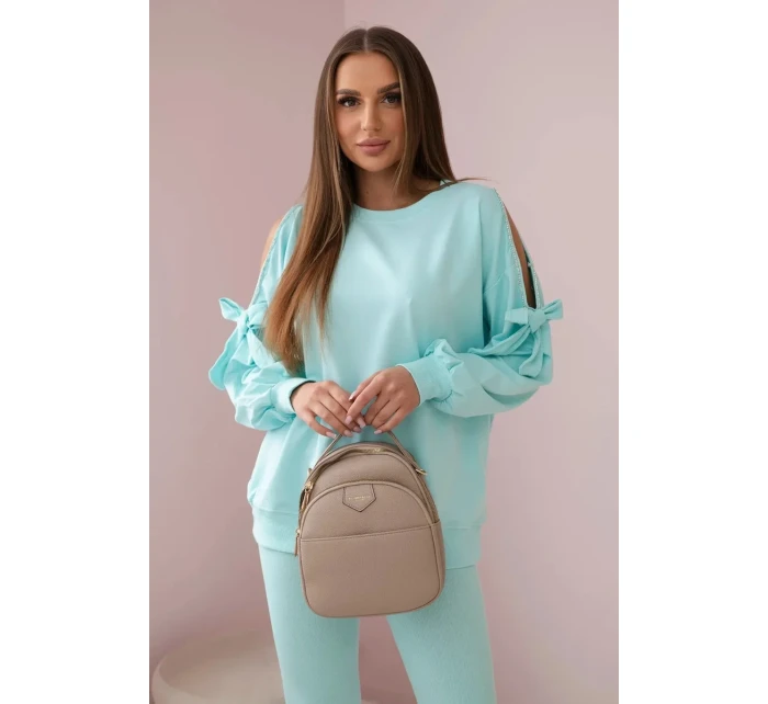 Sada mikiny s mašlí na rukávech a model 19747416 mincovna - K-Fashion Sada mikiny s mašlí na rukávech a model 19747416 mincovna - K-Fashion