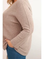 Dámsky plus size sveter s lodičkovým výstrihom Fango Dámsky plus size sveter s lodičkovým výstrihom Fango