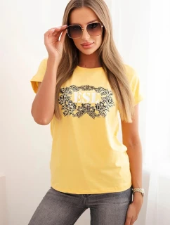 Dámská bavlněná halenka s ozdobným potiskem model 22014297 žlutá - K-Fashion
