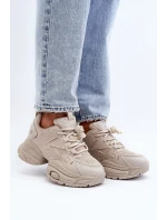 Sneakersy Na Masywnej Podeszwie GOE NN2N4046 Beżowe Sneakersy Na Masywnej Podeszwie GOE NN2N4046 Beżowe