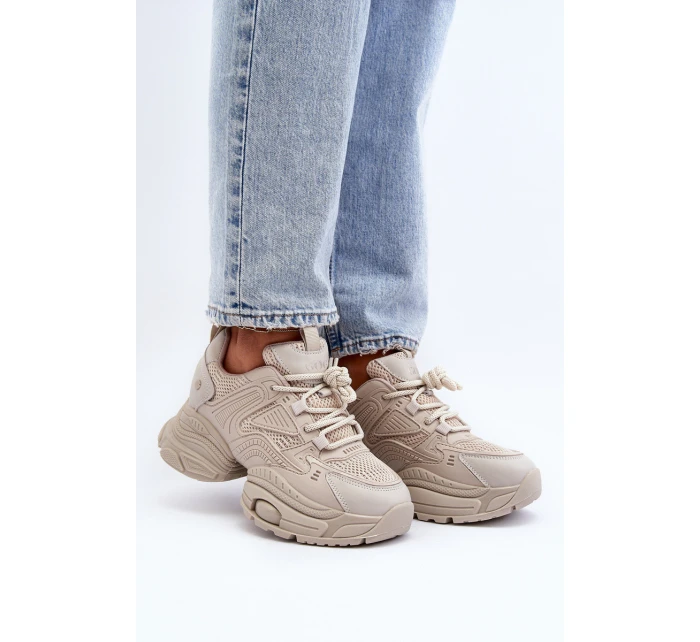 Sneakersy Na Masywnej Podeszwie GOE NN2N4046 Beżowe Sneakersy Na Masywnej Podeszwie GOE NN2N4046 Beżowe