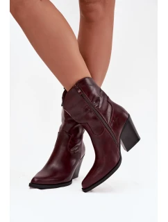 Dámské kožené boty typu kovboj na podpatku Bordové Sorelia