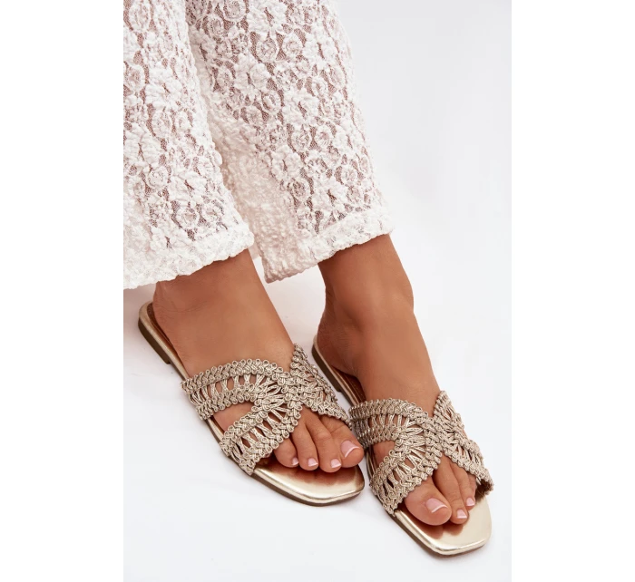 Dámské ploché zlaté pantofle Fariella