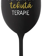 GIRL'S FLUID THERAPY - čierny pohár na víno 350 ml