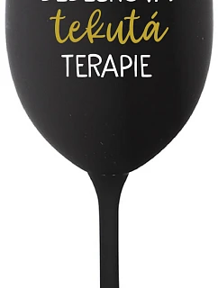 GIRL'S FLUID THERAPY - čierny pohár na víno 350 ml
