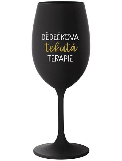 GIRL'S FLUID THERAPY - čierny pohár na víno 350 ml