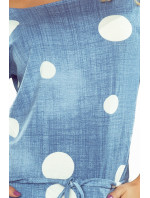 Dámské sportovní šaty v džínové barvě s bílými puntíky model 5917627 - numoco