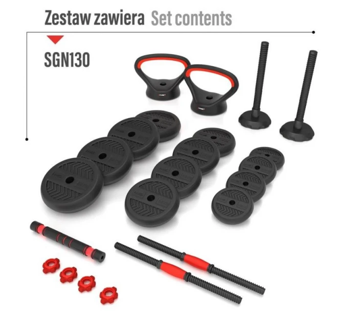 HMS SGN130 Sada závaží 6v1 (činka, činky a kettlebell) 30 kg