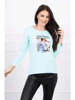 Halenka s potiskem model 18744162 mint - K-Fashion Halenka s potiskem model 18744162 mint - K-Fashion