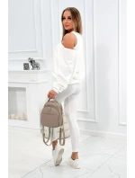 model 18754145 set halenka + top + legíny ecru - K-Fashion