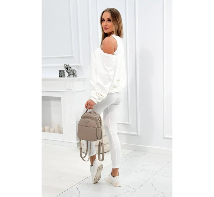 model 18754145 set halenka + top + legíny ecru - K-Fashion
