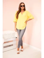 Dámska mušelínová košeľa so žltým gombíkom Dámska mušelínová košeľa so žltým gombíkom