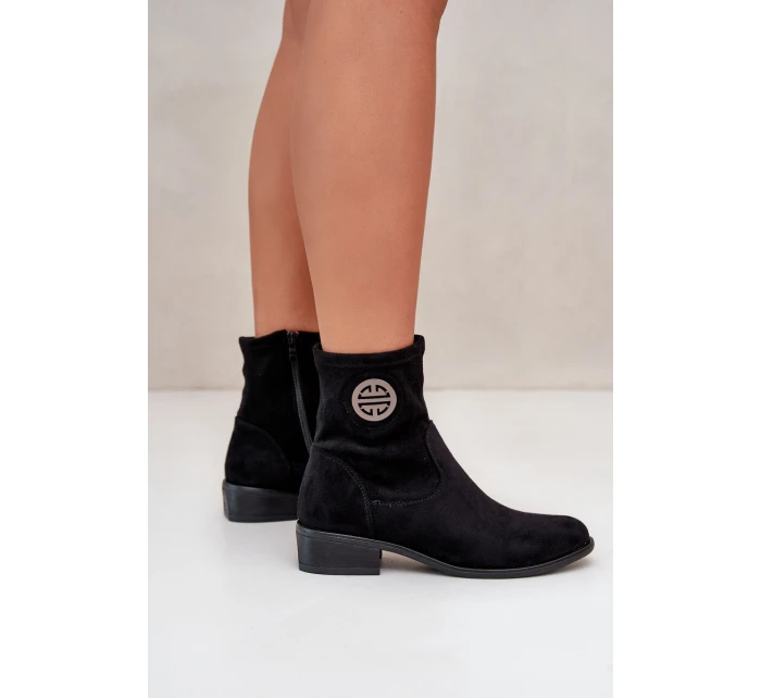 Dámské kotníčkové boty na ploché podrážce se zipem béžové model 21668028 - Boto