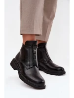 Ocieplane Botki Damskie Na Zamek Z Ozdobnym Detalem Czarne Roselle Ocieplane Botki Damskie Na Zamek Z Ozdobnym Detalem Czarne Roselle