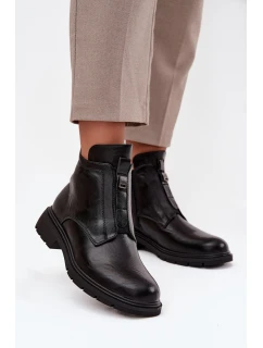 Ocieplane Botki Damskie Na Zamek Z Ozdobnym Detalem Czarne Roselle