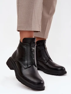 Ocieplane Botki Damskie Na Zamek Z Ozdobnym Detalem Czarne Roselle