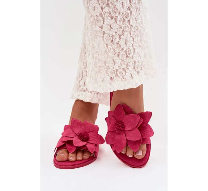Dámské ploché nazouváky s ozdobnými květinami Fuksie Elzoria