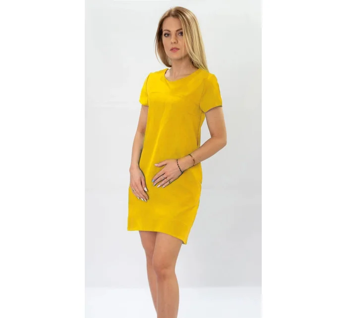 Žlté trapézové šaty (435ART)