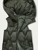 Dámska khaki bunda bez rukávov s kapucňou (B8171-11)