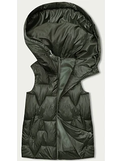 Dámská vesta v khaki barvě s kapucí model 18838464 - S'WEST