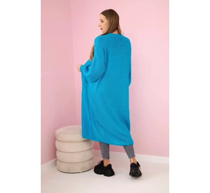 Dlhý sveter tyrkysovej farby