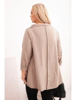 Dámská bavlněná blůza Plus Size asymetrická s ohrnovacími rukávy fango Dámská bavlněná blůza Plus Size asymetrická s ohrnovacími rukávy fango