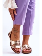 Pohodlné Kožené Sandály Zlaté model 21617493 - Zazoo