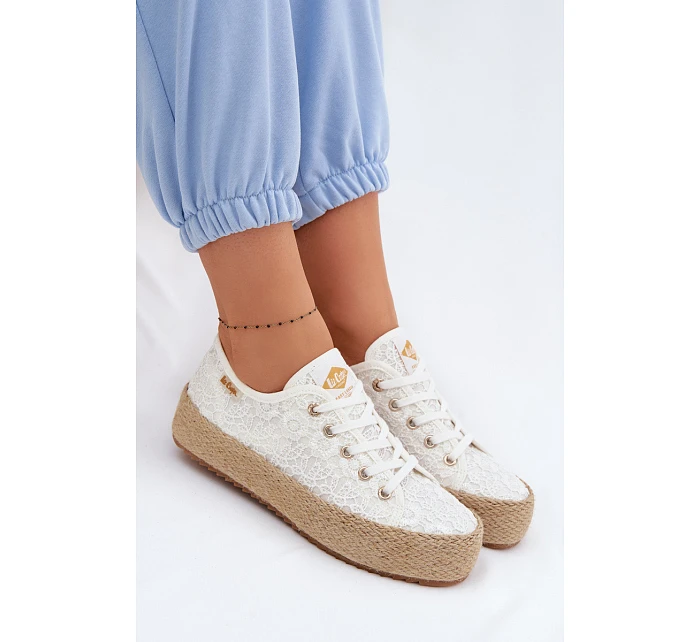 Krajkové tenisky espadrilky na platformě model 22102795 Bílé - Lee Cooper