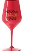 DĚDEČKOVA TEKUTÁ TERAPIE - červená nerozbitná sklenice na víno 470 ml