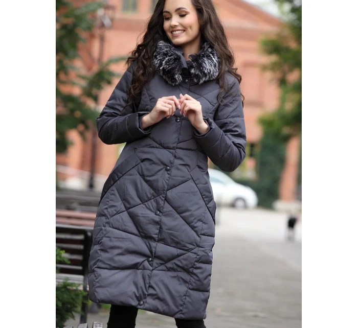 Dámsky kabát BLH818025F tmavošedý - PERSO