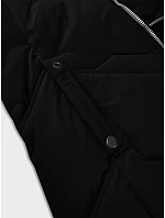 Černá dámská zimní plus size bunda s kapucí model 21248343 - S'WEST Černá dámská zimní plus size bunda s kapucí model 21248343 - S'WEST
