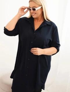 Dámská košilová šaty Plus Size s delším zadním dílem a ohrnovacími rukávy model 21428149 - K-Fashion