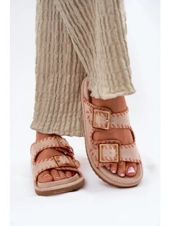 Dámské Pantofle S Přezkami A Ozdobným Béžové model 21696569 - Boto