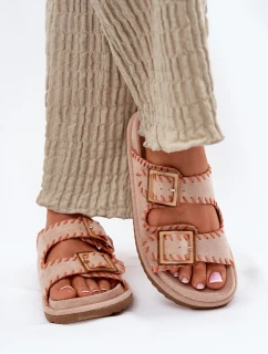 Dámské Pantofle S Přezkami A Ozdobným Béžové model 21696569 - Boto