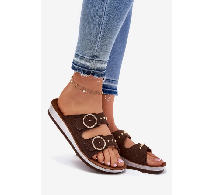 Wygodne Klapki Damskie Inblu CP000054 Brązowe