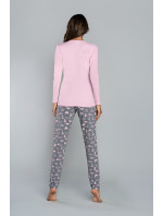 Dima pyžamo s dlhým rukávom, dlhé nohavice - potlač ružová/medium melange