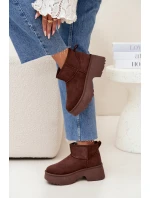 Dámske nízke zateplené snehové topánky Mavelle s kožušinou - hnedé Dámske nízke zateplené snehové topánky Mavelle s kožušinou - hnedé