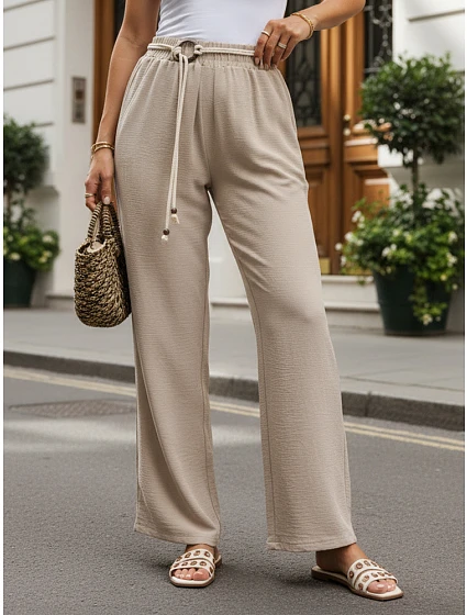Dámske nohavice so širokými nohavicami, béžové, FashionStreet UY3074