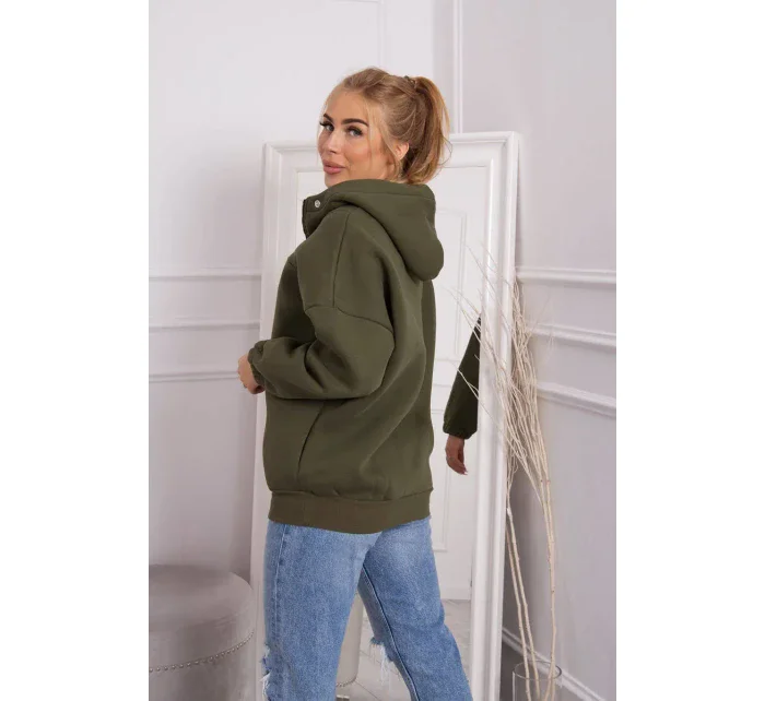 Khaki mikina s kapucňou