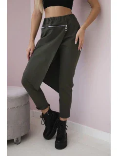 Punto Milano Zimné nohavice s ozdobným zipsom khaki